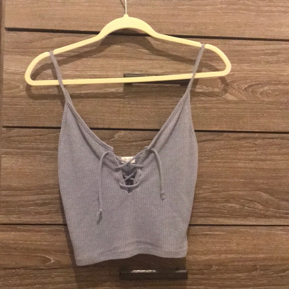 Lilac lace up crop top